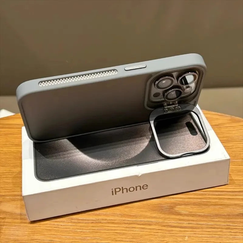 Gray metal lens holder magsafe charging case