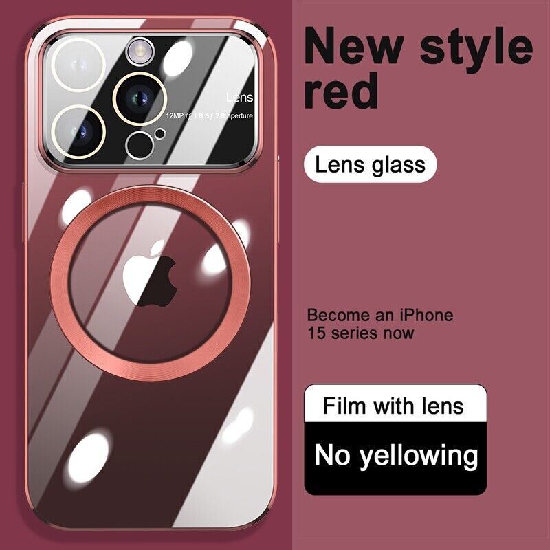 Premium Magsafe Wireless Charging AG Nano Chromatic Glass Lens Case For iPhone 15 Series