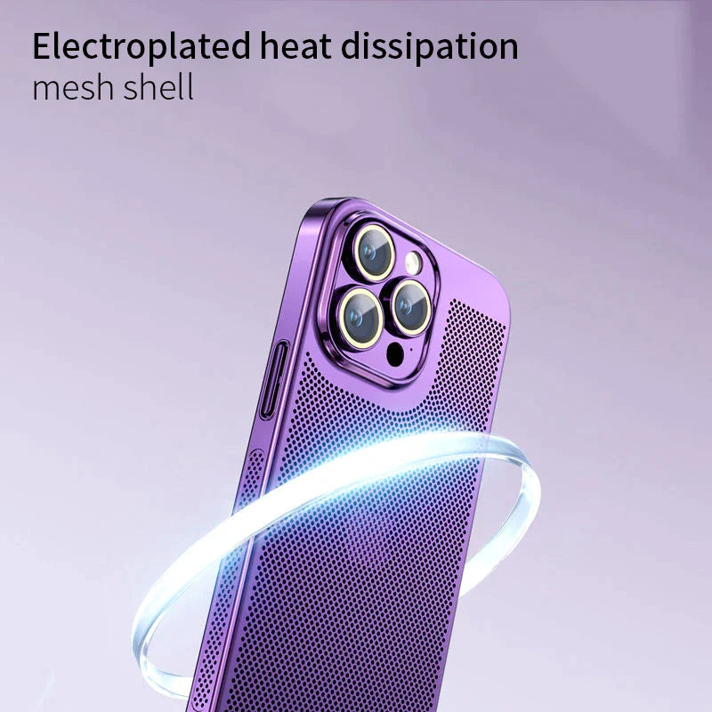 Latest Titanium Ultra-thin Ice Sense Cooling Mesh Phone Case For iPhone